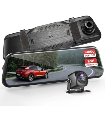 Pyle Dual Dash Cam Rearview Mirror 1080p Full HD Front and Rear Car Camera New - Image 1 of 4