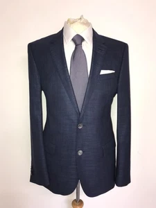 HUGO BOSS - Slim Fit BLUE WOOL & SILK TWEED SUIT - 40 Reg - W34 L31 - STUNNING - Picture 1 of 14