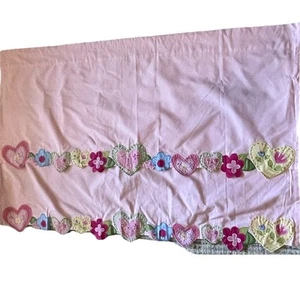 Lot Of 2 Pottery Barn Kid Pink Heart Quilted Valance Lined Cotton Floral 18x44” - Picture 1 of 6