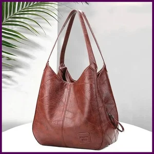 Bolso de hombro vintage para mujer de cuero de gran capacidad grano de mármol - Imagen 1 de 27