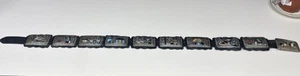 VINTAGE NAVAJO H R STERLING TURQUOISE INLAY STORYTELLER CONCHO BELT Mint - Picture 1 of 23