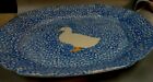 Vintage Spongeware Platter Blue duck BIG  14"   by Design Craft Splatter 