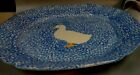 Vintage Spongeware Platter Blue Duck Big  14"   By Design Craft Splatter