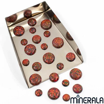 FIRE RED SYNTHETIC LAB CREATED LOOSE OPAL ROUND CABOCHON VARIOUS SIZES WP00231 - Image 1 of 4