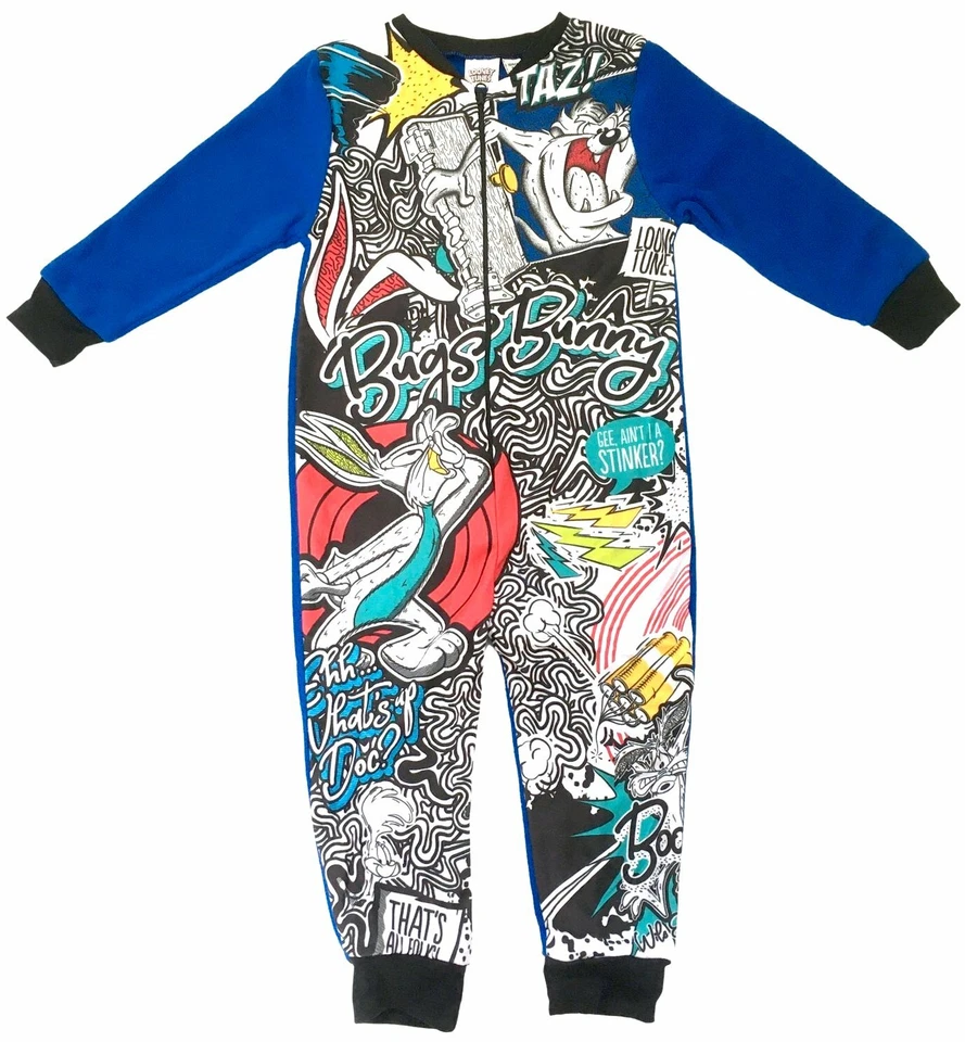 Jungen LOONEY TUNES All in One, Schlafanzug, Pyjama PJ 3-10 Jahre Fleece