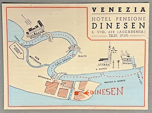 Vintage 1930s Hotel Pensione DINESEN, Venice Italy Flyer Ad / Brochure - Picture 1 of 2