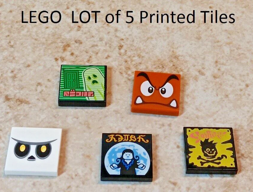 LEGO Minifigure Halloween  Lot of 5 Scary Printed 2x2 Tiles Seasonal Decoration - Image 1 of 1