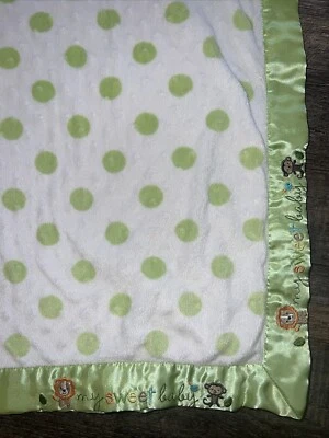 Carter’s Child of Mine Green Polka Dot Minky Baby Blanket Sweet Little Baby Trim Foto 1 de 3