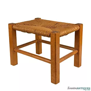 Mid-Century Danish Walnut & Roped Ottoman Footstool - Picture 1 of 10