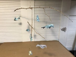 Ridotto! Arredamento asilo nido bambino shabby chic fatto a mano uccellino mobile acqua/grigio unico - Foto 1 di 4