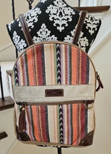 NWOT! MYRA STRIPED COW HIDE TRIM BACK PACK - Picture 1 of 6
