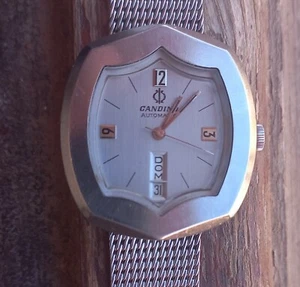Swiss Seventies CANDINO Unique Case Design Day Date Automatic - Picture 1 of 5