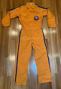 Vintage Mitsubishi Hydraulic Excavator Max Japan Coveralls Tsunagi Suit Orange L - Picture 1 of 10