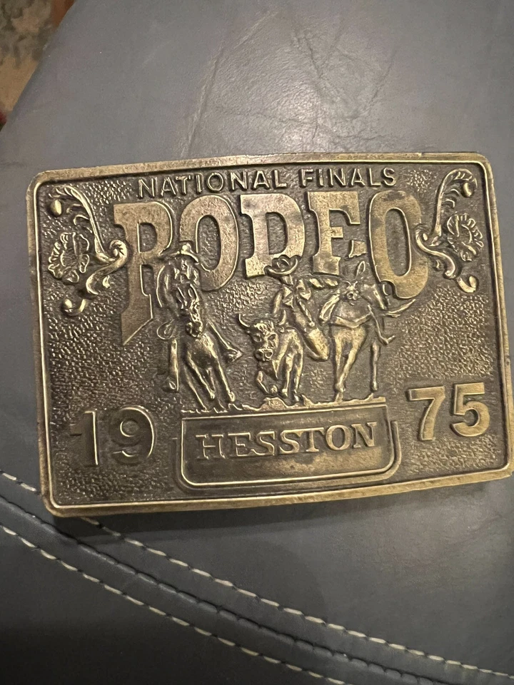 1975 Hesston National Finals Rodeo  Cowboy Used  Vintage Belt Buckle Limited - Image 1 of 4