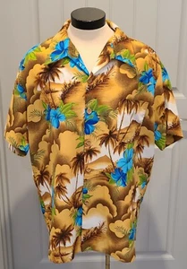 Vintage Dolphin California Men's Aloha Hawaiian Luau Button-up Shirt Surfers  - Picture 1 of 5