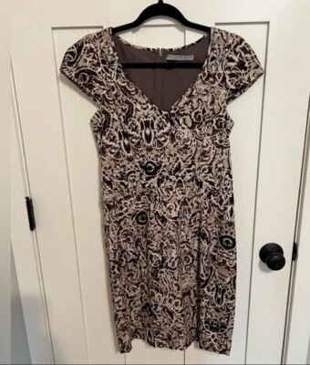 Vestido de cóctel MARK NEW YORK ANDREW MARC marrón manga gorra mezcla de algodón talla 8 Foto 1 de 4