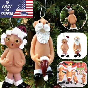 2PCS Set Naked Santa Christmas Funny Hanging Tree Decoration Ornaments 5CM / 8CM - Picture 1 of 14