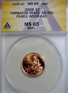 2009 ERROR ANACS MS65 WDDR #043 Lincoln Cent Coin Doubled Die Cherry Pck FS #801 - Picture 1 of 5