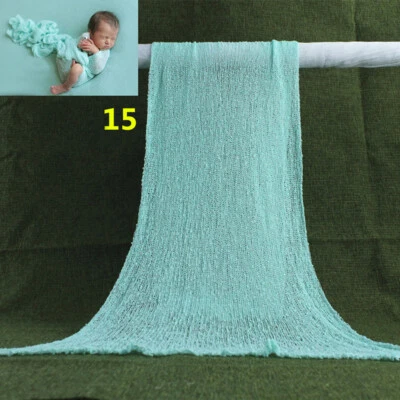 Manta de accesorios de fotografía para recién nacidos algodón suave elástico color liso envoltura foto niño Foto 1 de 4