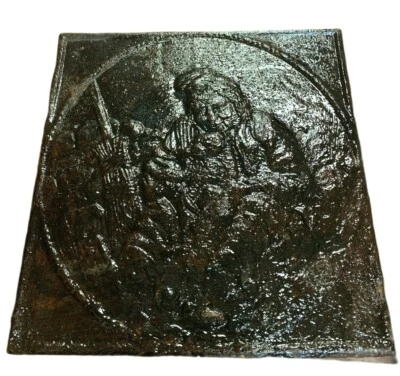 Plaque de fond de cheminée en fonte de fer XIX siècle - Photo 1/4