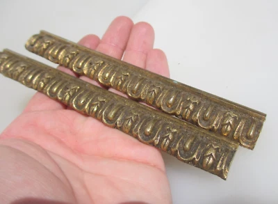 Victorian Brass Furniture Ormolu Trim Hardware Mount Old Rococo Antique 6.5"W x2 - Image 1 of 4