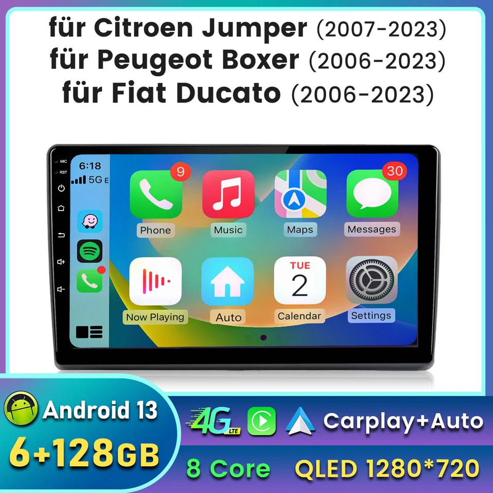 DAB+128GB Carplay Android 14 Für Fiat Ducato 2007-2023 Autoradio GPS Navi WIFI - Bild 1 von 4