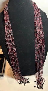 NOS JOAN RIVERS CLASSICS COLLECTION HALSKETTE GLASPERLEN ROT SCHWARZ & KLAR LOOK - Bild 1 von 2