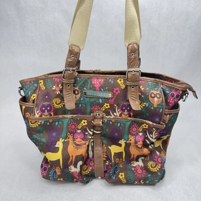 * Lily Bloom Maya Large Tote Bag Purse Multi Pocket Owls Animals READ - Image 1 of 4
