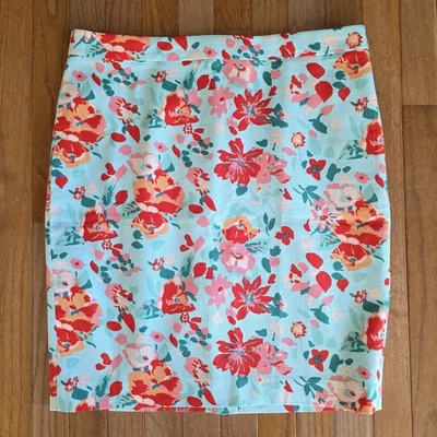 Новый J. Экипаж многоцветный 100% хлопок цветочный печать корзина плетение карандаш юбка размер 12 - Изображение 1 из 4