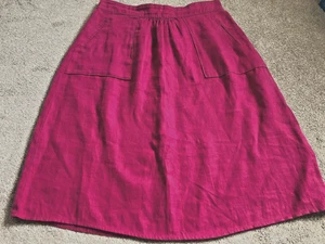 M&S Rock Leinen Gr. 12 Taschen fließend rosa sehr guter Zustand Gummizug Midi weich - Bild 1 von 7