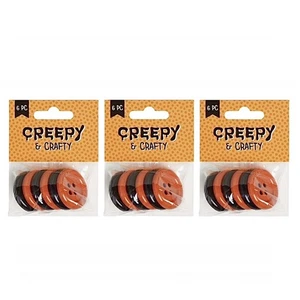 Black & Orange Halloween Buttons 1.75” Creepy & Crafty 3 Packs 6pc (18 Total) - Picture 1 of 7
