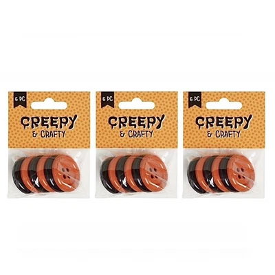Black & Orange Halloween Buttons 1.75” Creepy & Crafty 3 Packs 6pc (18 Total) - Image 1 of 4