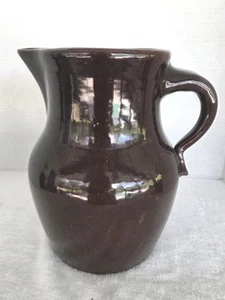 Antica brocca acqua marrone primitiva gres terracotta grande pesante - Foto 1 di 14