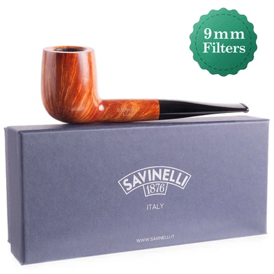 Savinelli Siena 111 KS - 9 mm - Pipa de tabaco italiana hecha a mano, billar recto Foto 1 de 4