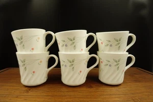 6 Corelle White Swirl English Meadow Cups - Picture 1 of 21
