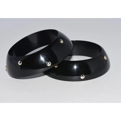 Brazalete ALEXIS BITTER 2 piezas Paris Runway Lucite apilado con tachuelas ¡RARO!! Foto 1 de 4