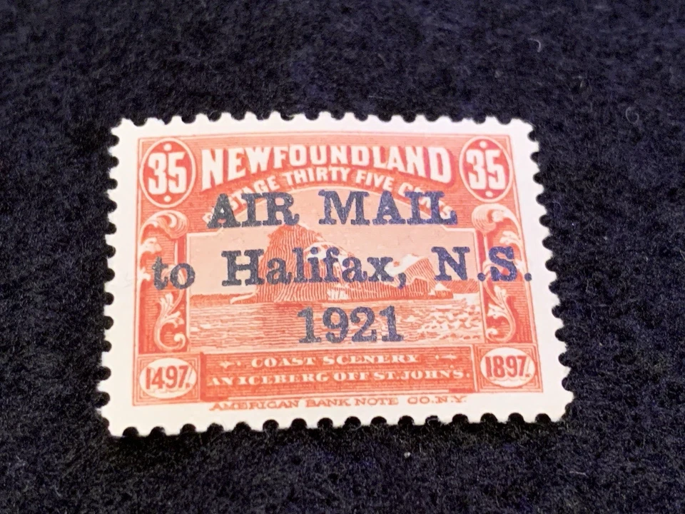 Newfoundland Canada Scott C3 MH OG 1921 Airmail to Halifax Overprint SCV $140 - Image 1 of 2