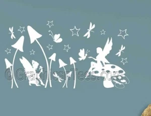Fairy Butterfly Wall Stickers, Girls Bedroom Nursery Wall Art Decor Decals - Picture 1 of 15