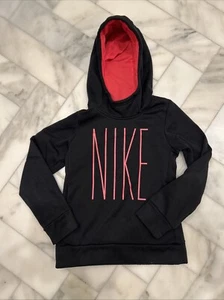 Nike Dri-Fit Girls Small Black With Pink Nike Hoodie Long Sleeve - Picture 1 of 11