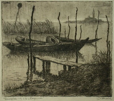 Radierung - ? STROBL - Venezia 1923 Lagune. - Bild 1 von 4