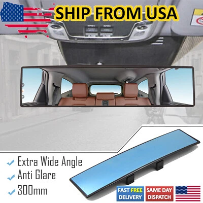 Interior Car Panoramic Convex Wide Angle Rear View Mirror 300mm Anti-glare USA - Image 1 of 4