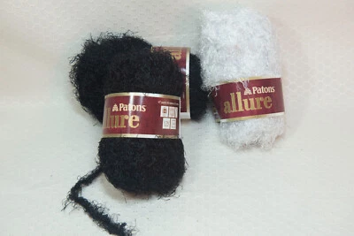 Lote de 3 madejas de hilo de pestañas Patons Allure - 2 negro y 1 blanco Foto 1 de 3