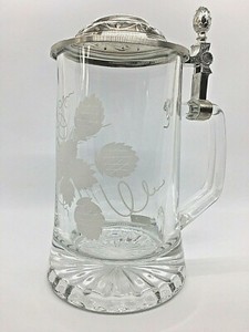 VINTAGE Glasi by Weinfurtner Fine Italy Crystal Beer Stein 95% Pewter Lid German