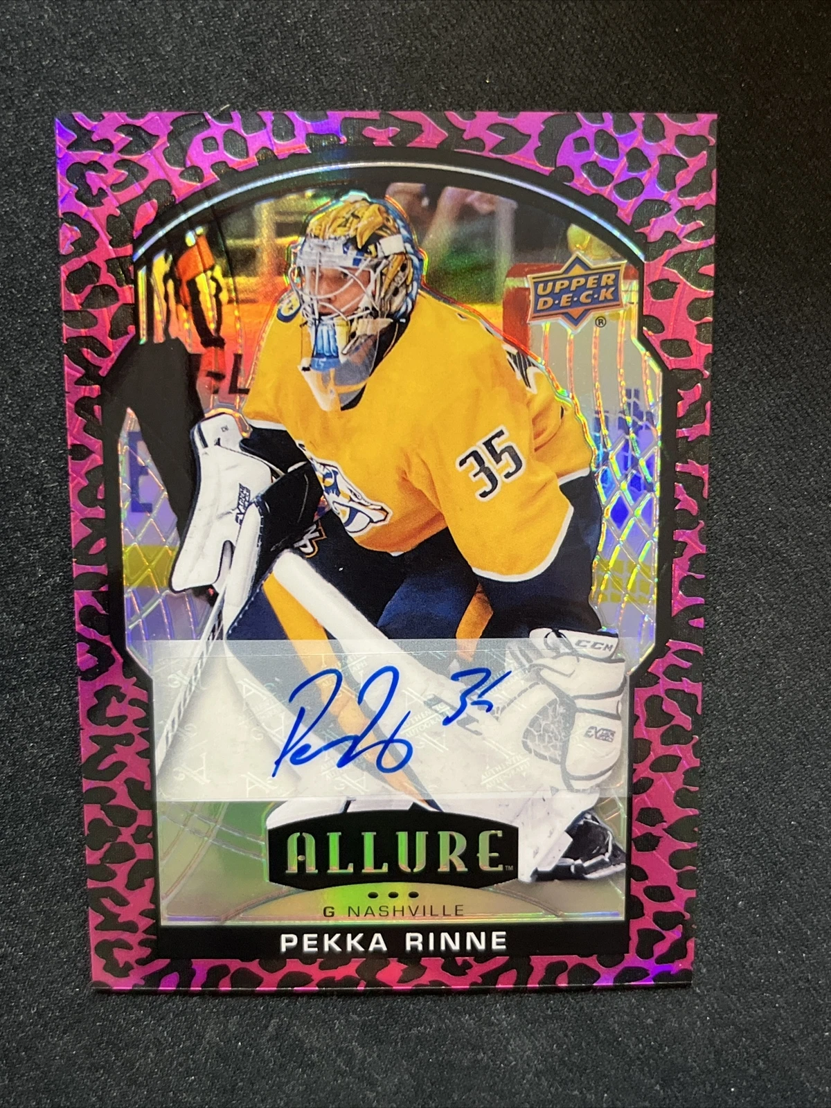 20-21 UD Allure Hockey 1:200 Pink Leopard Rainbow Auto 4 Pekka Rinne