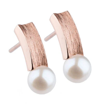 Ernstes Design Ohrringe E313 Edelstahl Perlen Stecker Ohrstecker vergoldet Rot - Bild 1 von 3