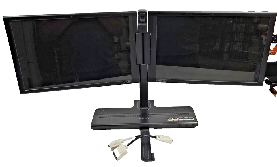 EVGA InterView 1700 17 inch Dual Monitor System - USB Hub Webcam 1440x900 - Image 1 of 4