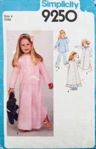 Vintage Simplicity Pattern 9250 | Girls Size 4 Nightgown, Robe & Pyjamas UNCUT - Picture 1 of 2