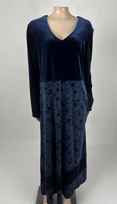 Vestido para mujer Studio Ease vintage años 80 90 16 fiesta midi terciopelo azul marino UU13 Foto 1 de 4