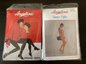 2 NOS Vintage Angelina Tights Hunter Green and Burgundy - Picture 1 of 2