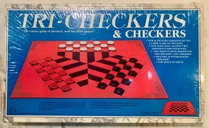 Sealed Vintage 1987 TRI-CHECKERS & CHECKERS 3 Player Board Game 2 sided TRIGAME - Picture 1 of 2